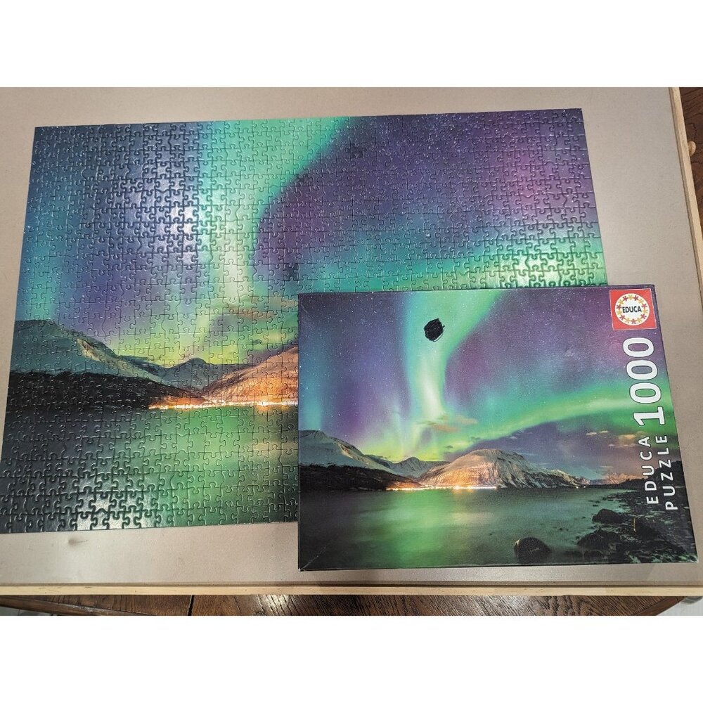 Rare EDUCA: Aurora Borealis 1000 Piece Puzzle Hobby Set Complete